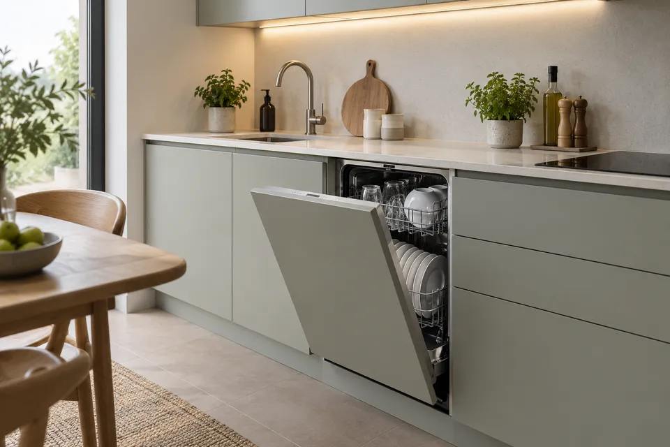 Los lavavajillas más eficientes en términos de espacio que se adaptarán a cualquier cocina Lavavajillas compacto integrado en una cocina pequeña